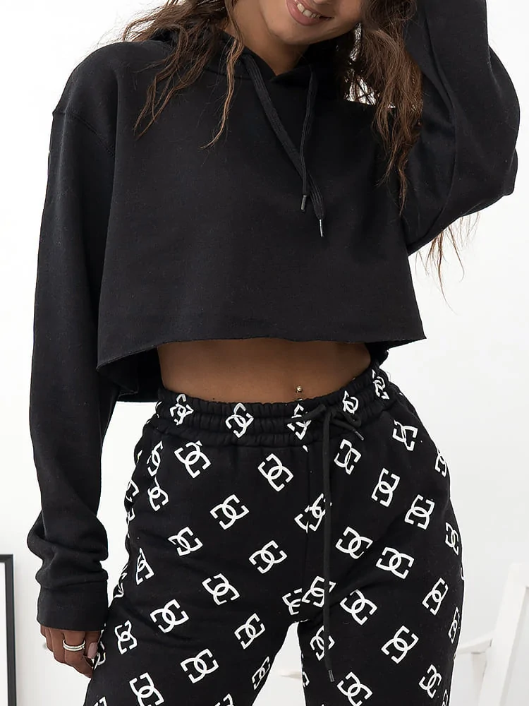 BLACK CROP HOODIE