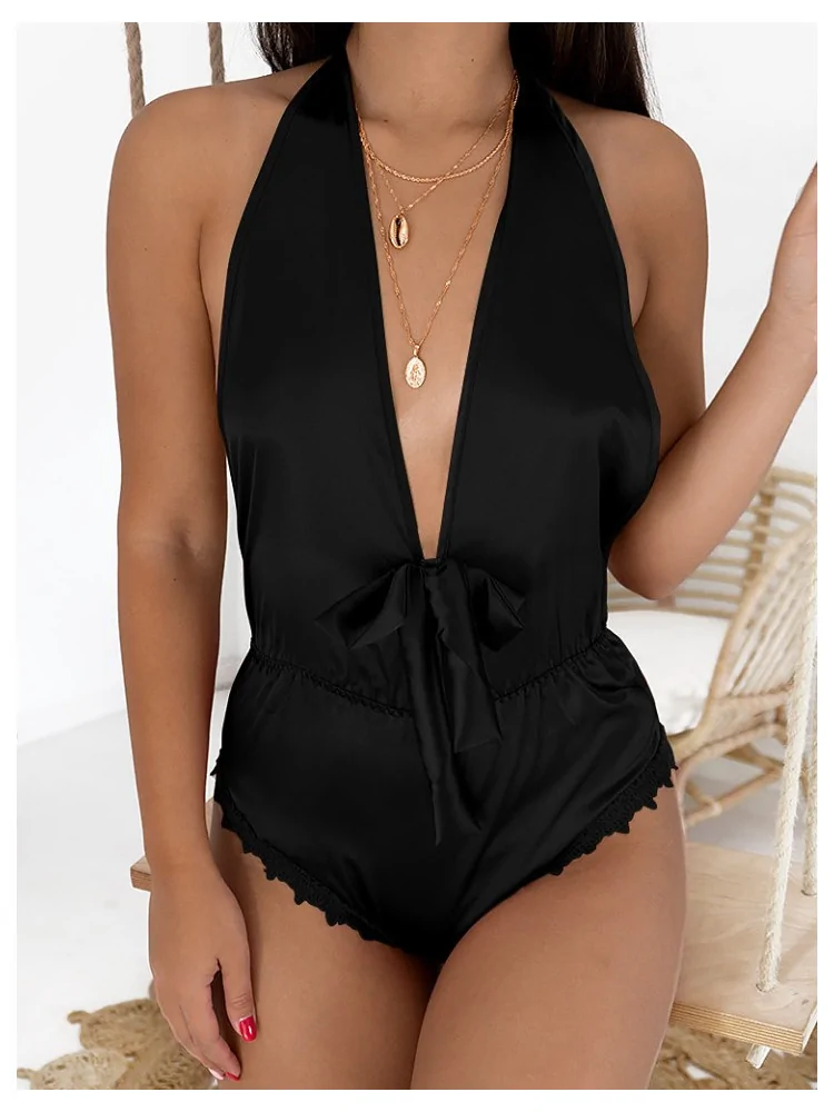 JUELLA BLACK SATIN PYJAMA BODY