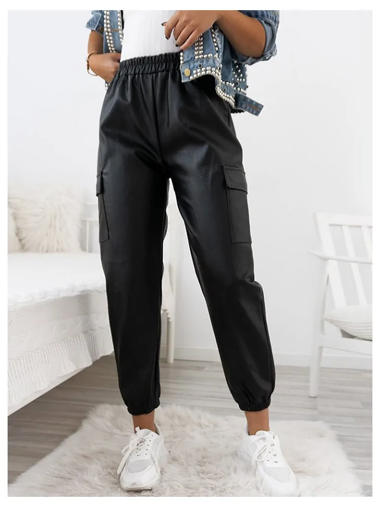 TIANA BLACK LEATHER CARGO...