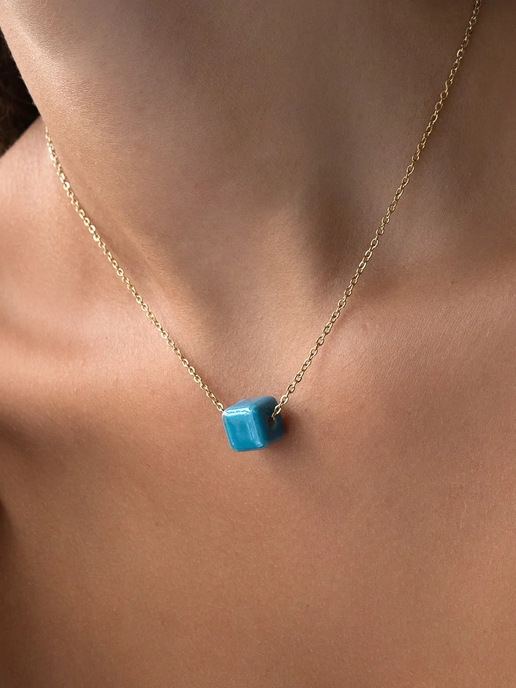 BLUE CUBE NECKLACE