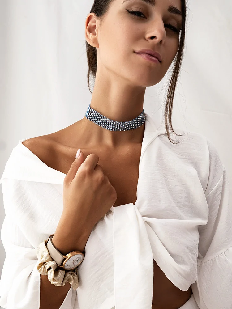 BABY BLUE STRASS CHOKER