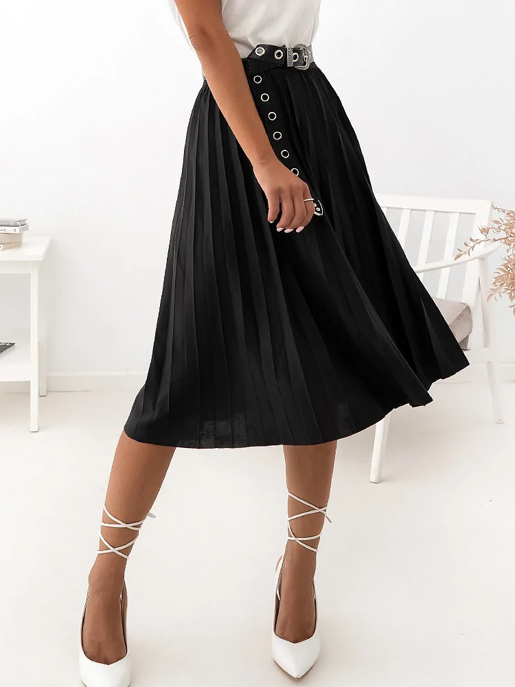 ANGIE BLACK PLEATED SKIRT