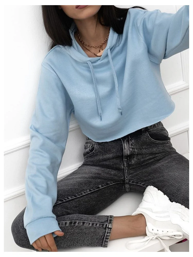BABY BLUE CROP HOODIE