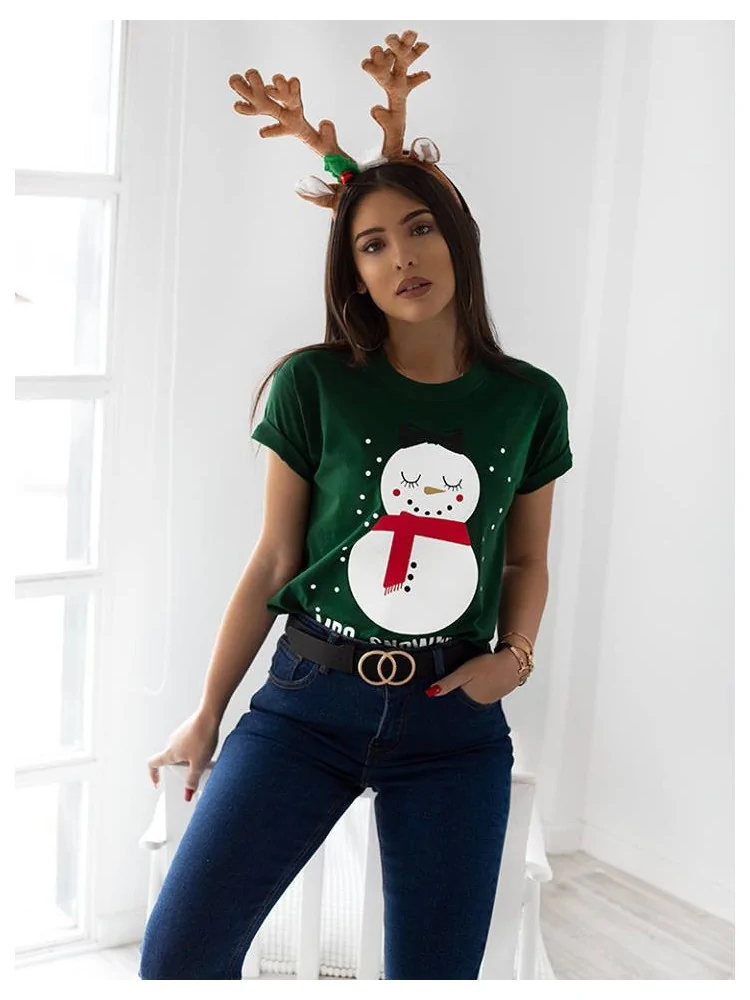 MRS. SNOWMAN GREEN T-SHIRT