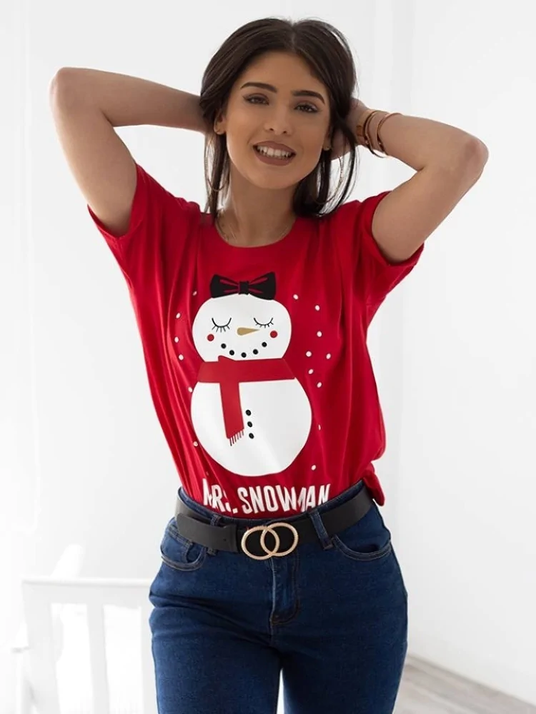 MRS. SNOWMAN RED T-SHIRT