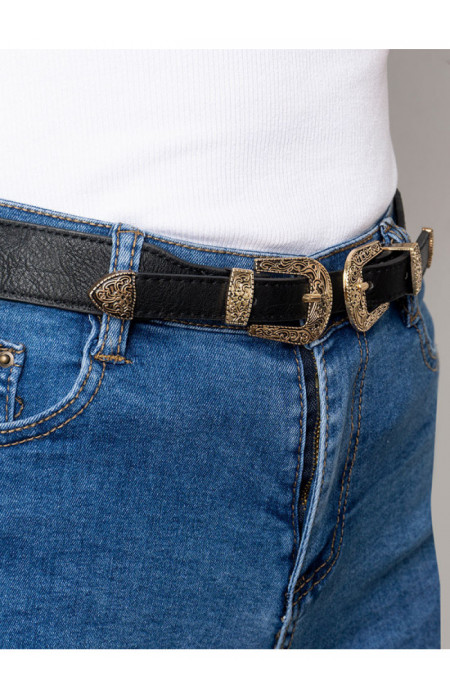 Gold Jacquard Belt With Snap Closure And Double Gold Buckle main image 1