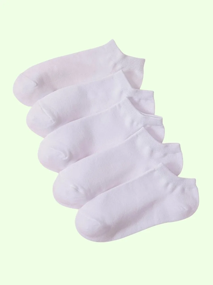 5 PACK WHITE TRAINER SOCKS