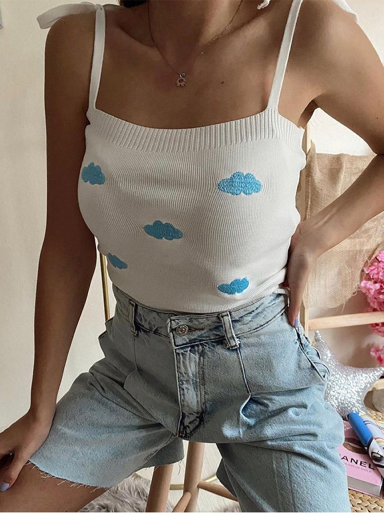 CLOUD WHITE KNITTED TOP