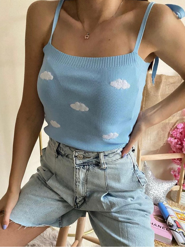 CLOUD SKY BLUE KNITTED TOP