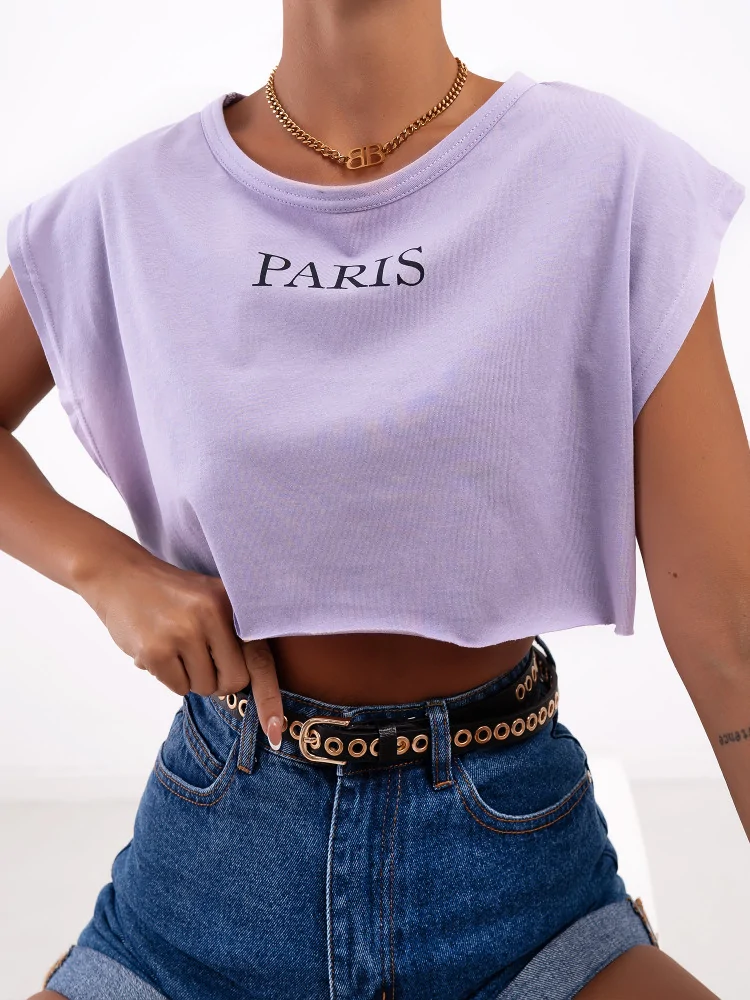PARIS LILA CROP T-SHIRT