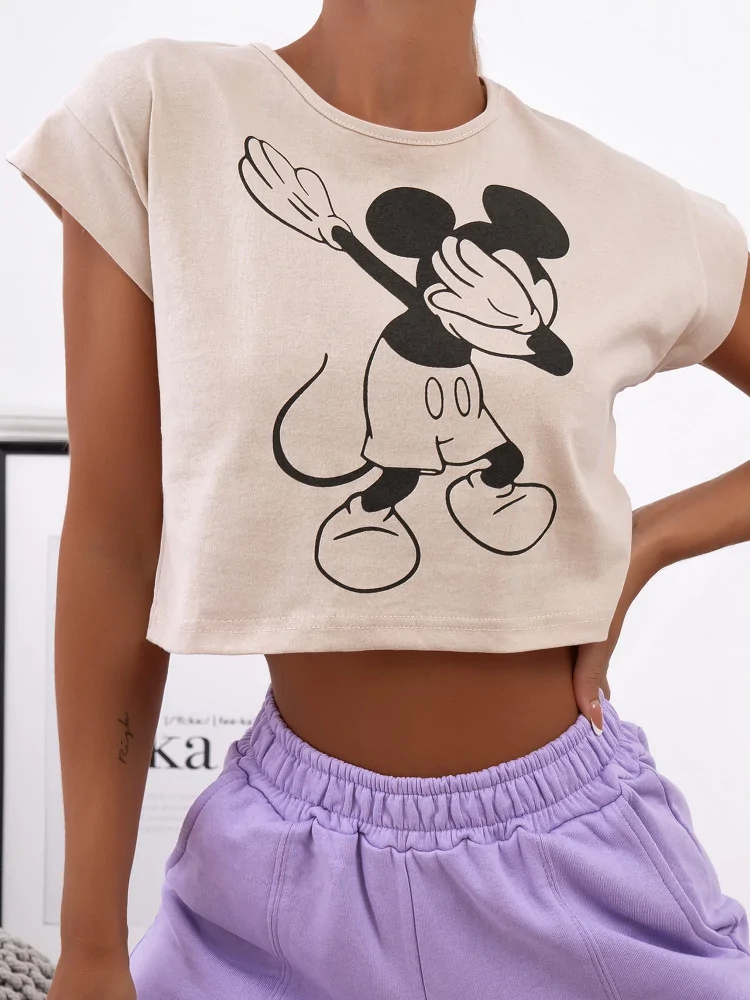 MOUSE DUB BEIGE CROP TSHIRT