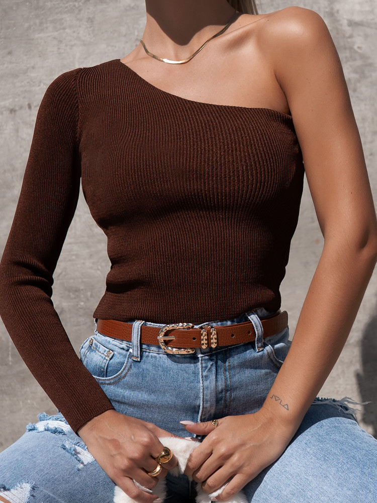 EVITA BROWN KNITTED BLOUSE