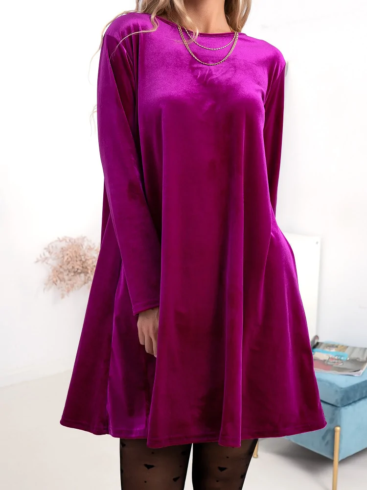 DALINA MAGENTA VELVET DRESS