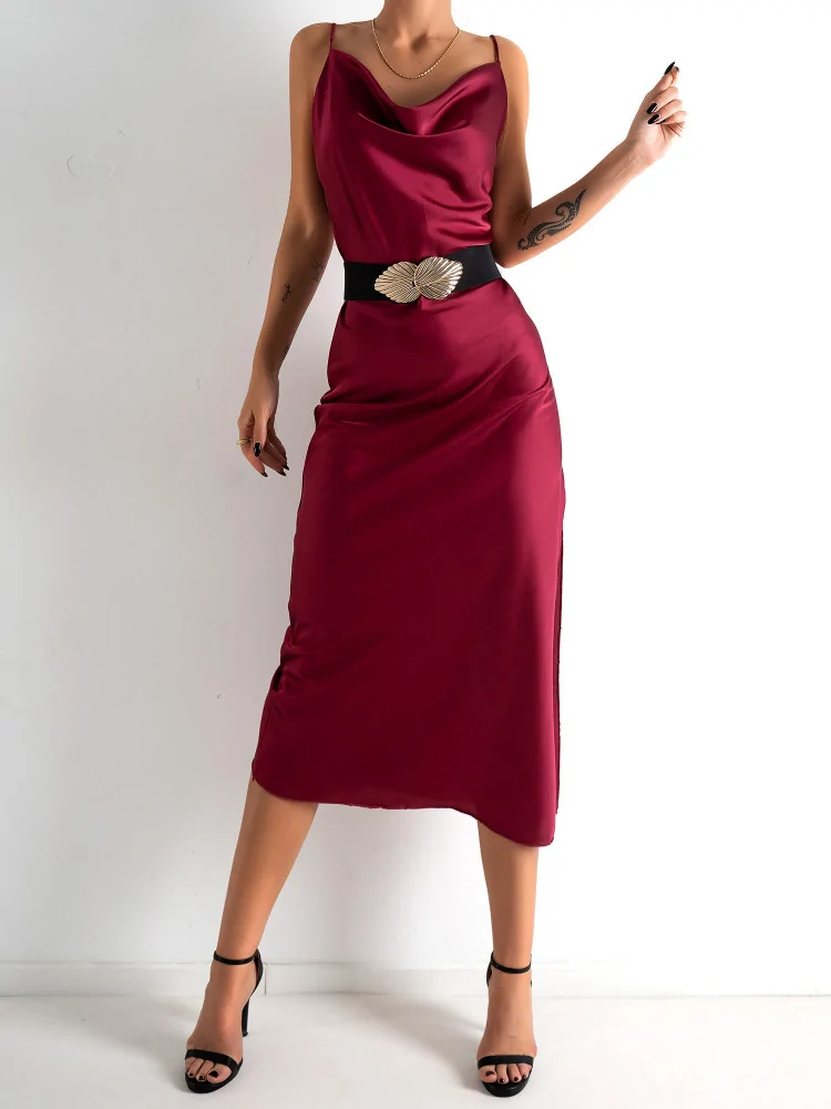 AMNESIA WINE MIDI DRESS