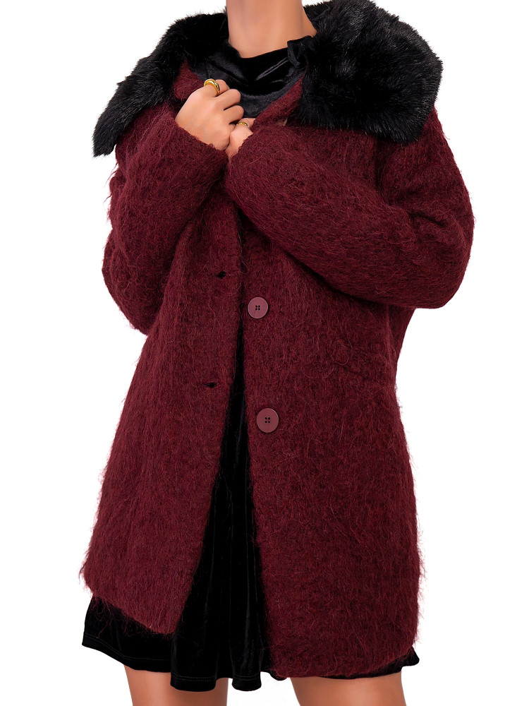 LOLLY WINE KNITTED COAT