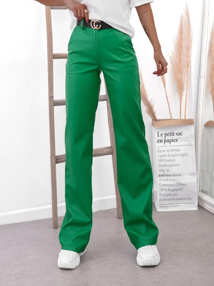GREEN ECO LEATHER PANTS -...