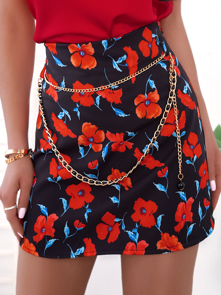 WOLY BLACK SKIRT WITH FLOWERS
