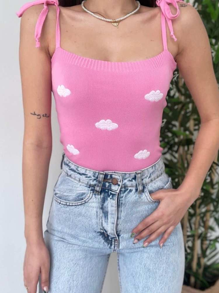 CLOUD PINK KNITTED TOP