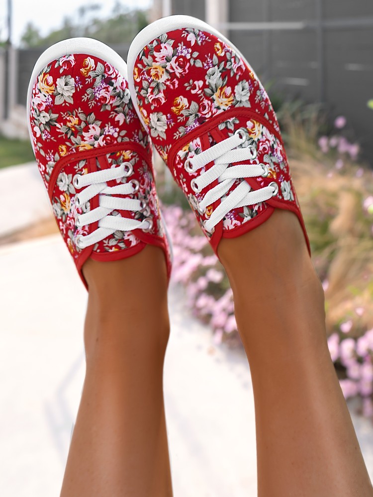 CANVAS FLORAL SNEAKERS...