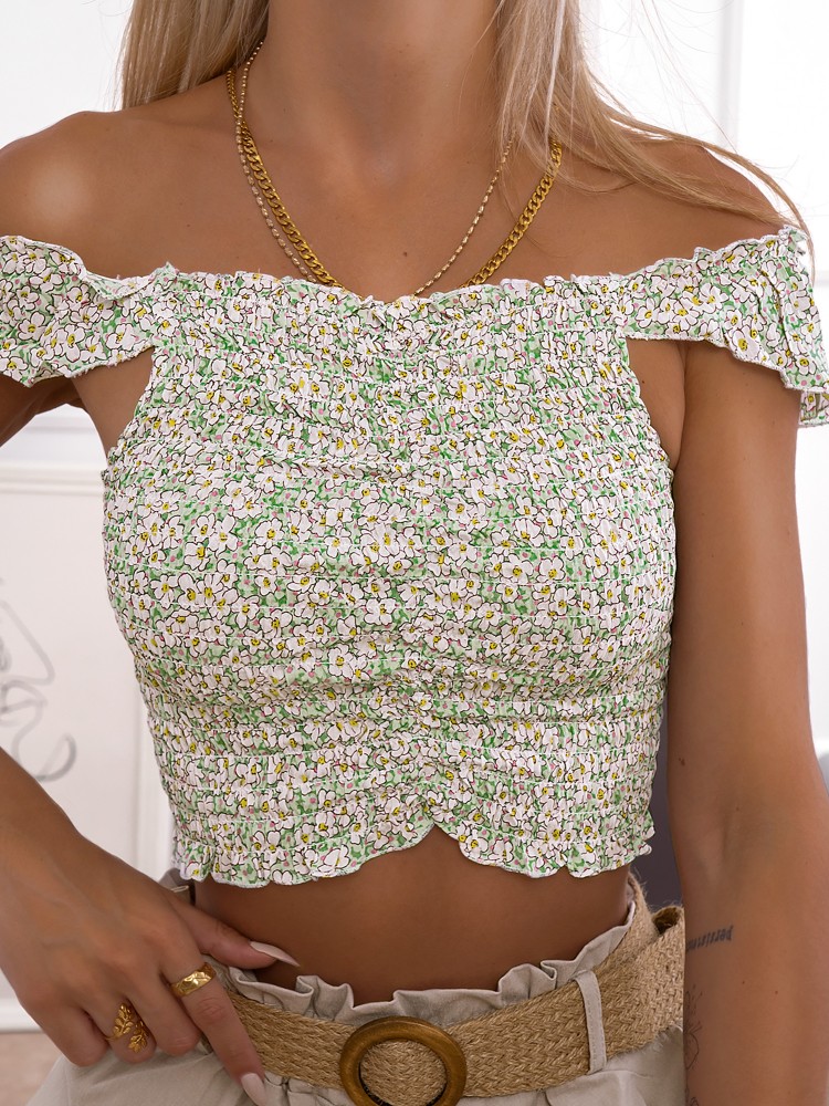ANELA LIME FLORAL TOP