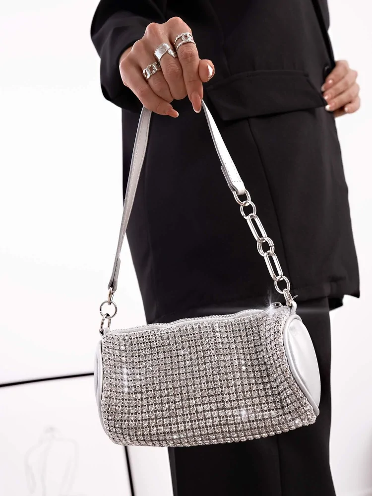 KATRIN CRYSTALS SILVER HANDBAG