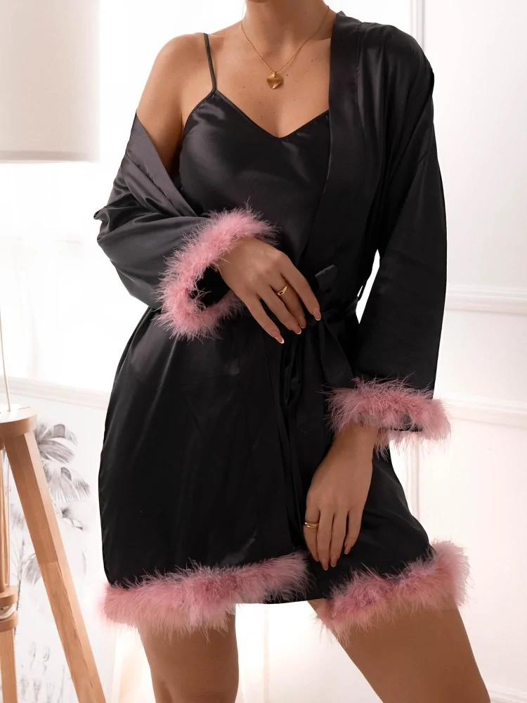 LOVIES - BLACK SATIN SET