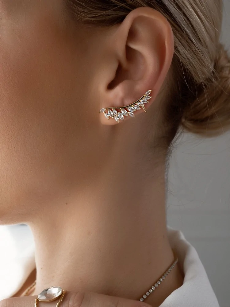 STRASS EARRINGS - SMALL LEAVES