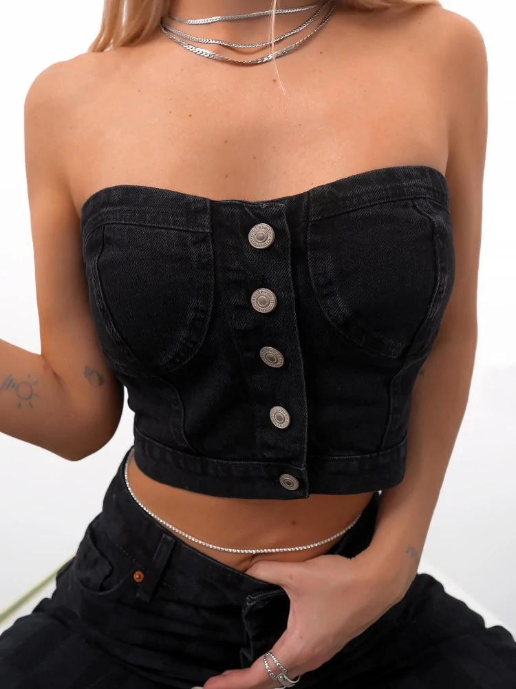 GETCHEN BLACK JEAN TOP
