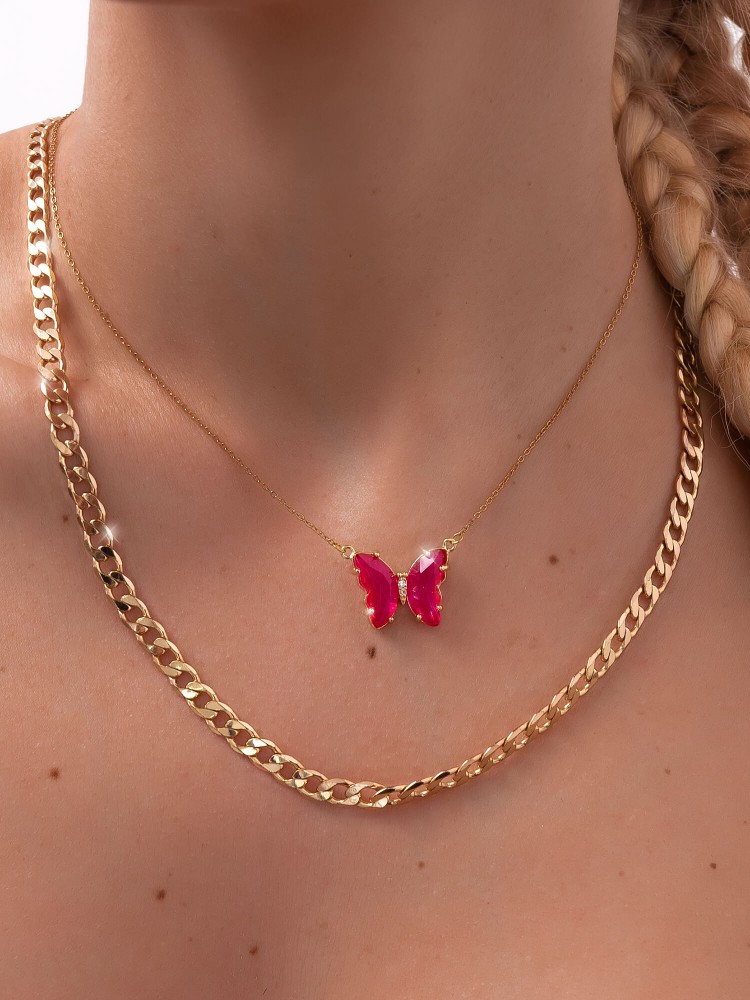 BUTTERFLY FUCHSIA NECKLACE