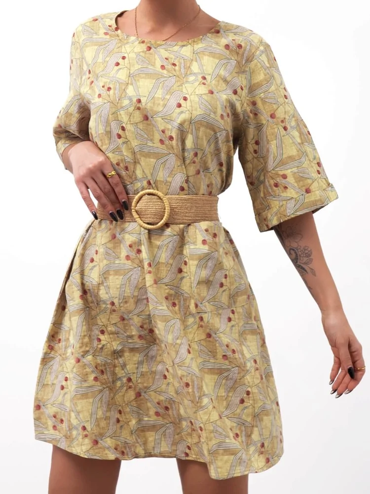CLORIAN FLORAL YELLOW DRESS