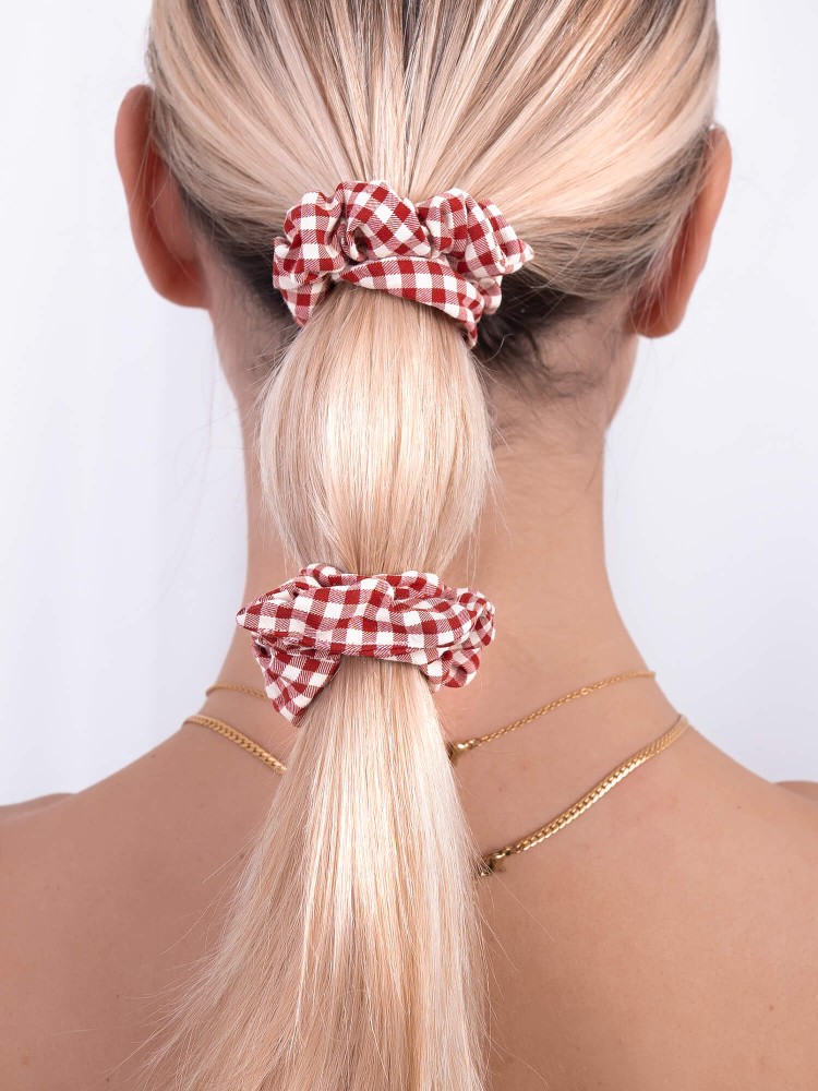 CHECKED SCRUNCHIES SET OF 2