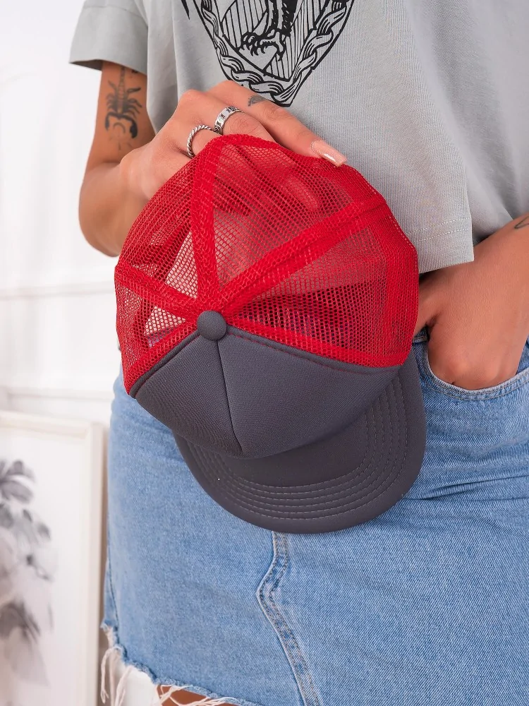 TRUCKER HAT RED GREY