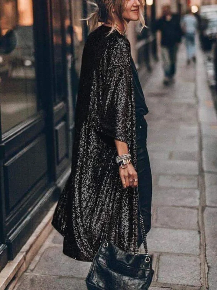 ZEPHYRIN BLACK SEQUIN KIMONO