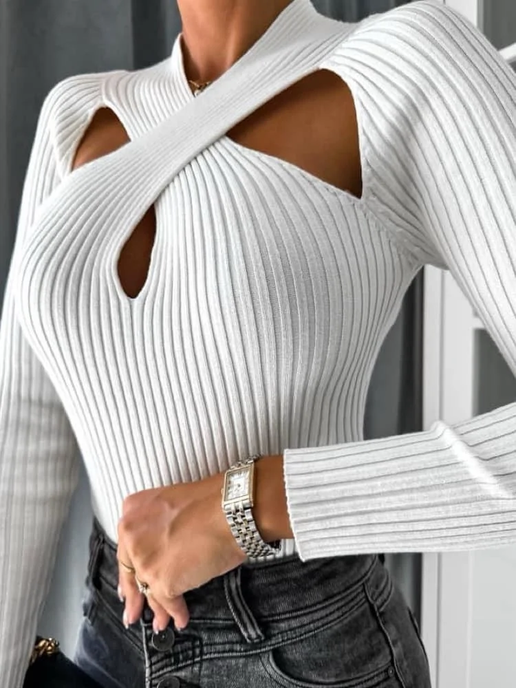 LORENA WHITE KNITTED BLOUSE
