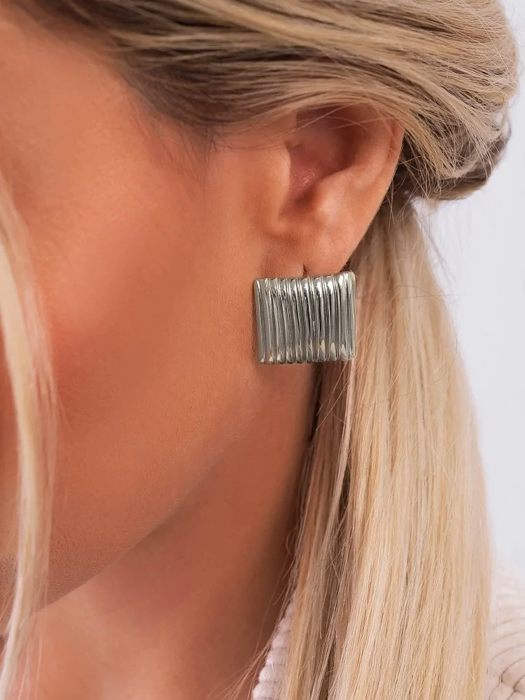 ROCH SILVER SQUARE EARRINGS