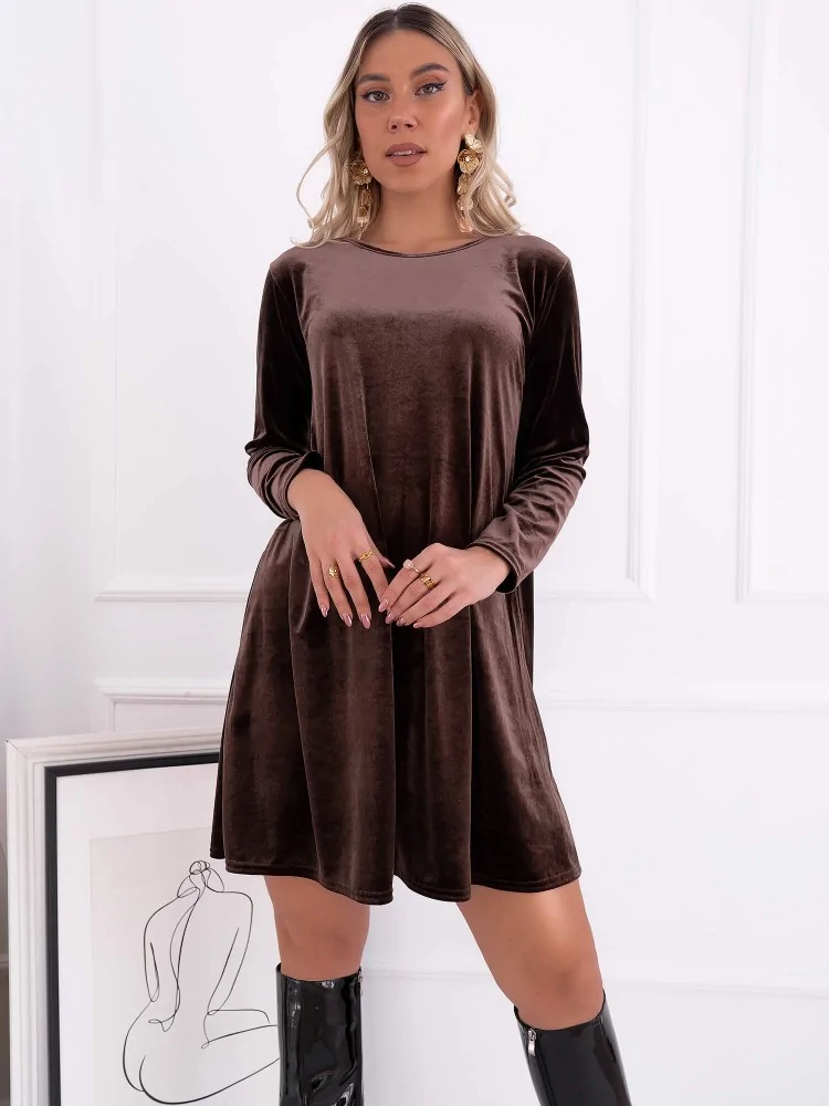 DALINA BROWN VELVET DRESS