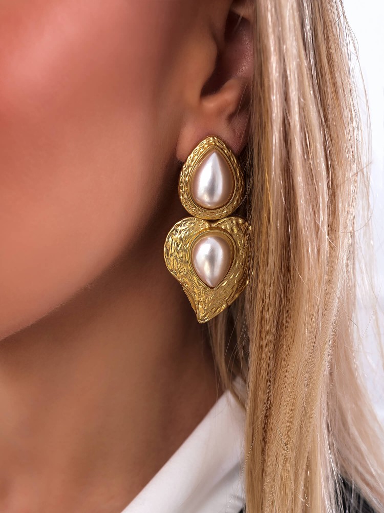 GOLD EARRINGS WITH PEARLS -...