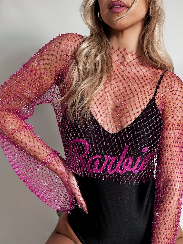 GAIA FUCHSIA NET STRASS BLOUSE