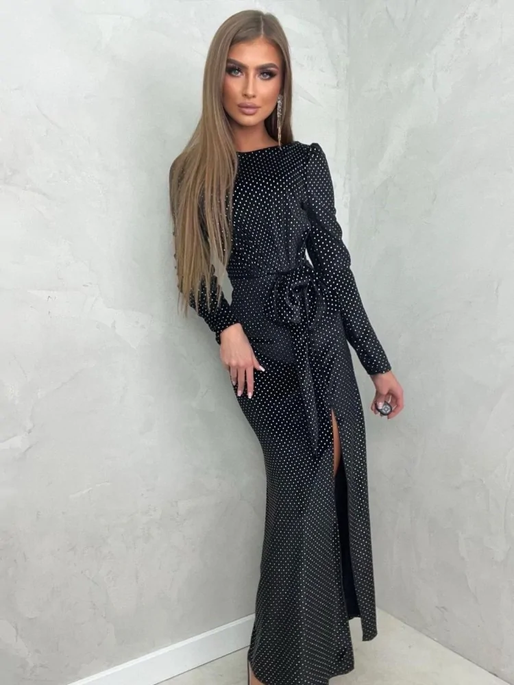 BLACK VELOUR MAXI DRESS -...