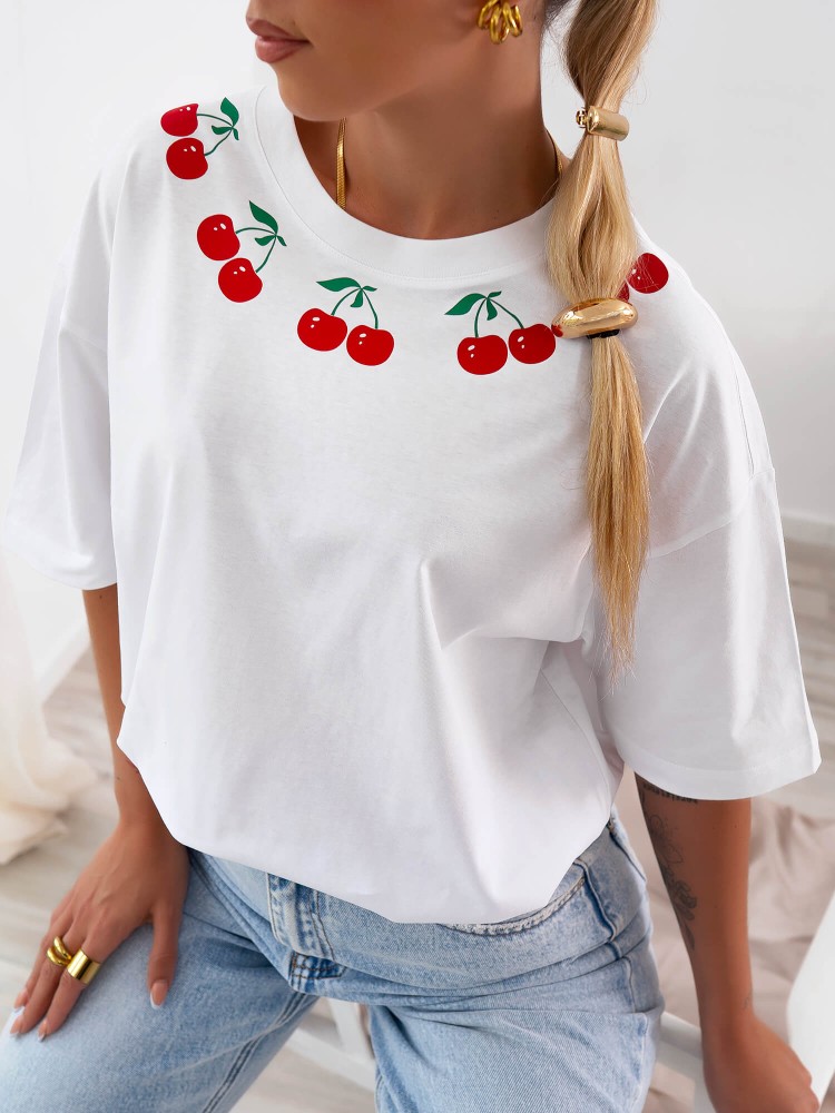 TSHIRT WHITE WITH CHERRIES...