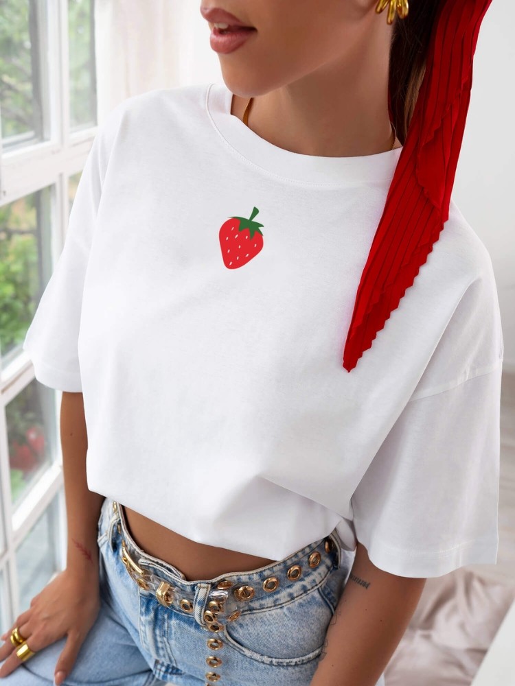 WHITE STRAWBERRY TSHIRT -...