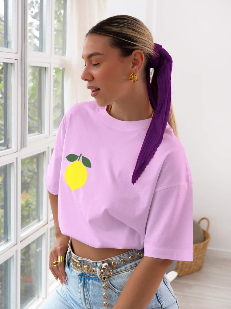 TSHIRT LILA WITH LEMON - LEMON