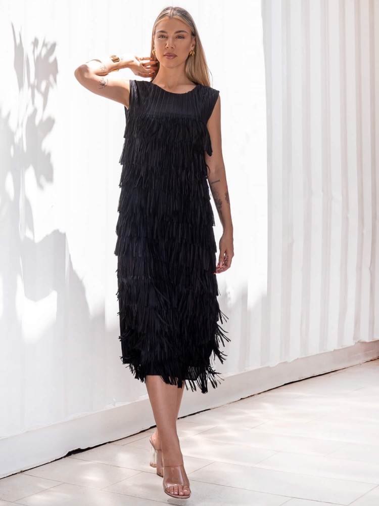 BLACK DRESS WITH CROCHE -...