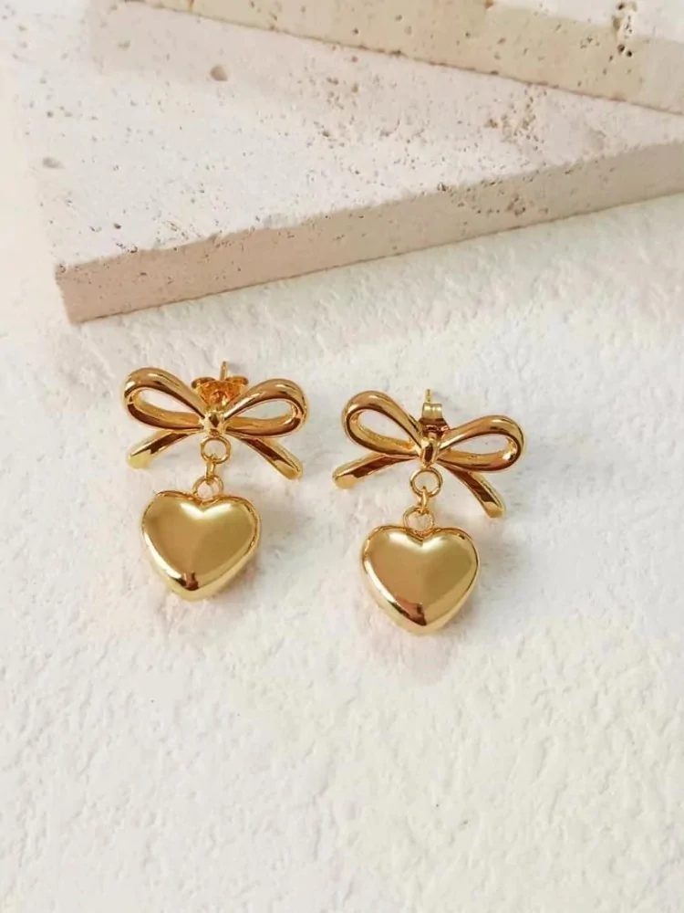 GOLD EARRINGS HEART -...