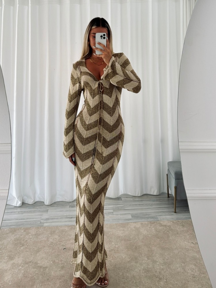 LONG LUREX GOLD WITH BROWN...