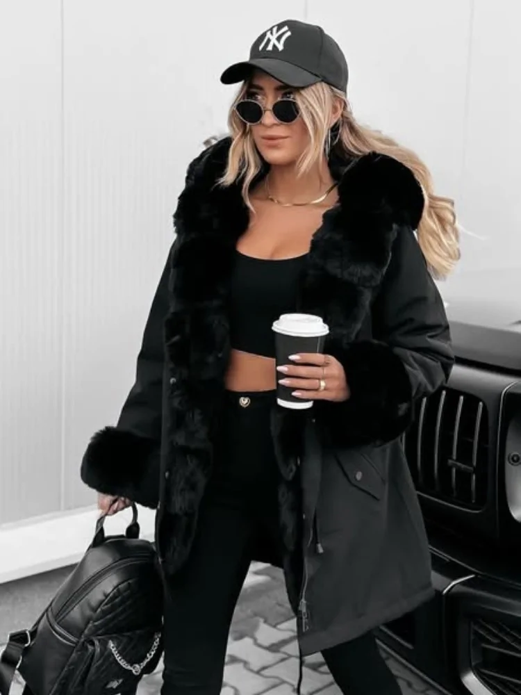 BLACK JACKET WITH BLACK FUR...