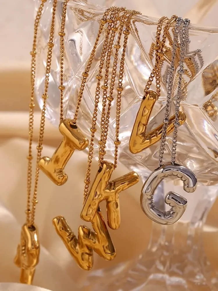 SILVER MONOGRAM NECKLACE GOLD