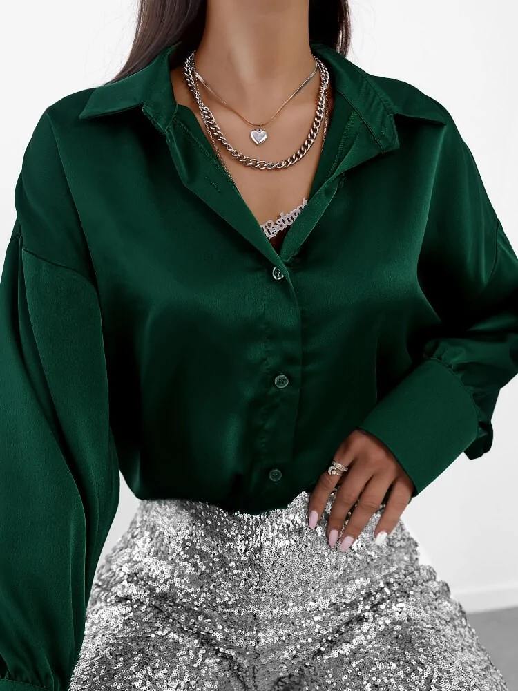CLODE DARK GREEN SATIN SHIRT
