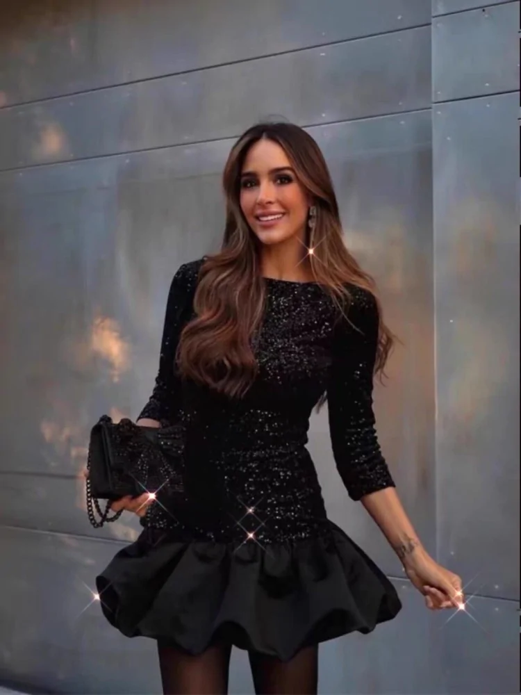 MINI DRESS WITH SEQUINS -...