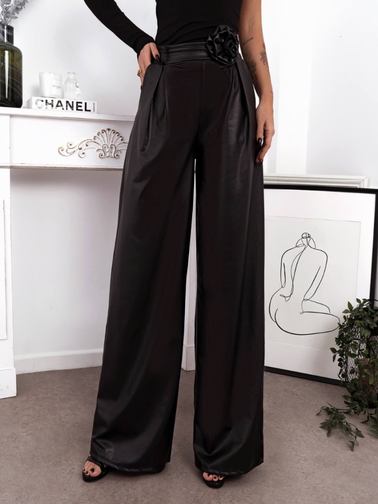 BLACK LEATHERETTE PANTS -...